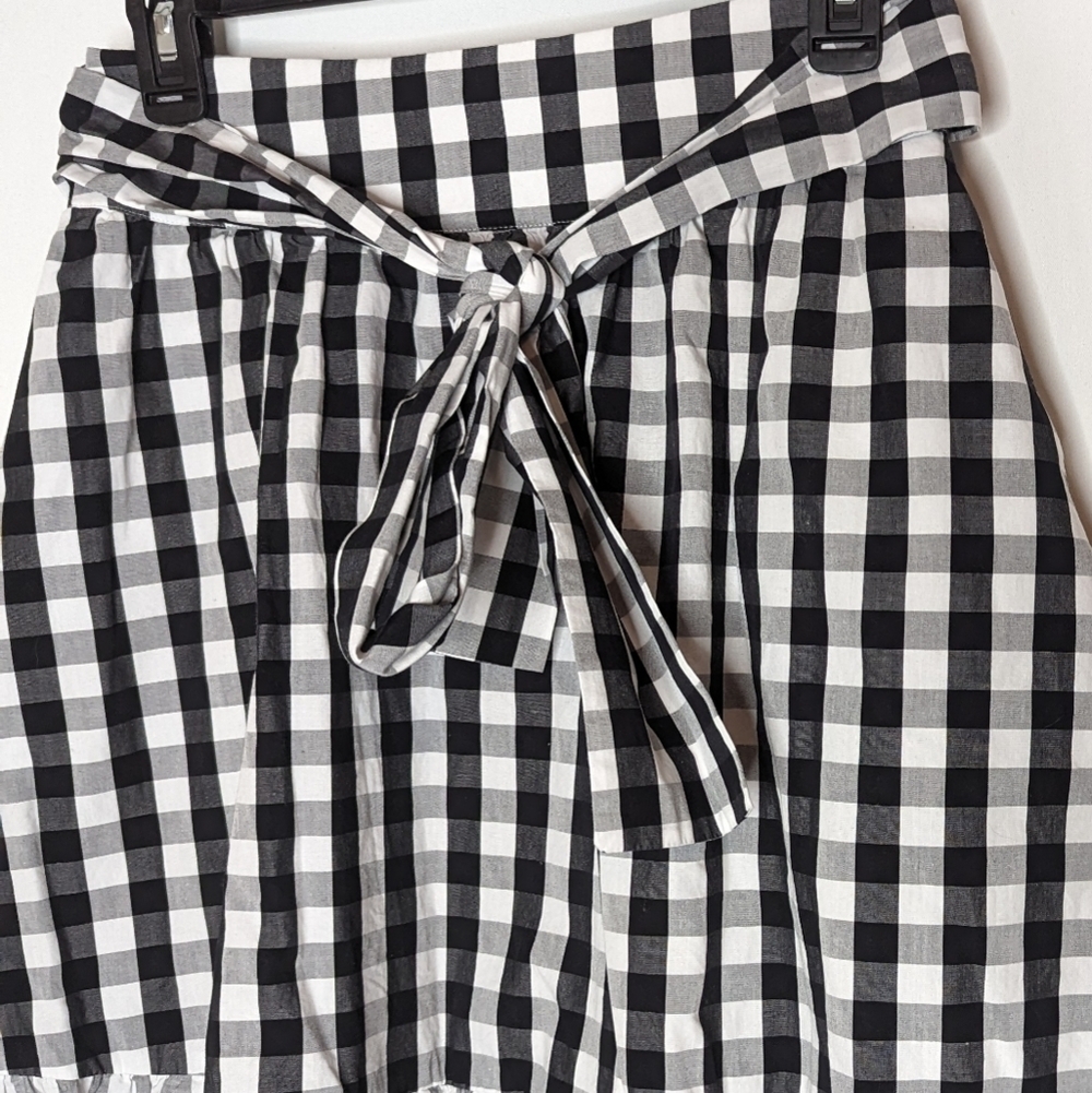 J. Crew Black and White Plaid Tie Waist Midi Skirt - Picture 10 of 16